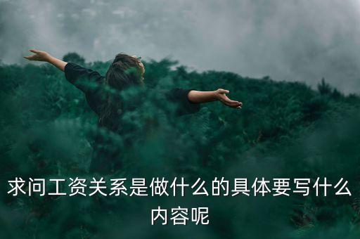 工資關(guān)系是什么，工資關(guān)系是什么啊從哪弄怎么弄啊