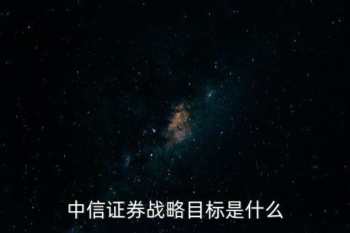 中信證券戰(zhàn)略目標(biāo)是什么