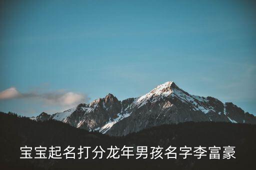 李富豪這個名字在五行中屬什么，寶寶起名打分龍年男孩名字李富豪