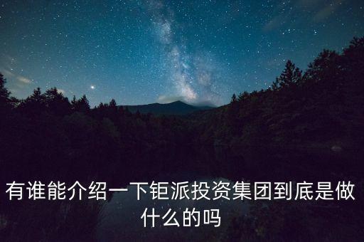 有誰能介紹一下鉅派投資集團到底是做什么的嗎