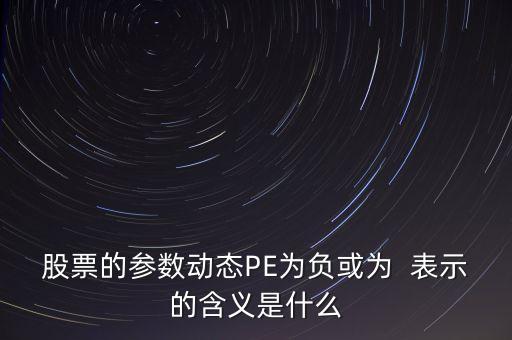 股票的參數(shù)動態(tài)PE為負或為  表示的含義是什么