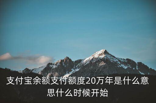 支付寶余額支付額度20萬年是什么意思什么時候開始