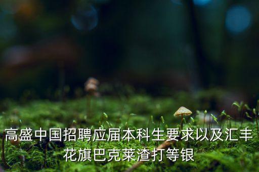 高盛中國招聘應(yīng)屆本科生要求以及匯豐花旗巴克萊渣打等銀