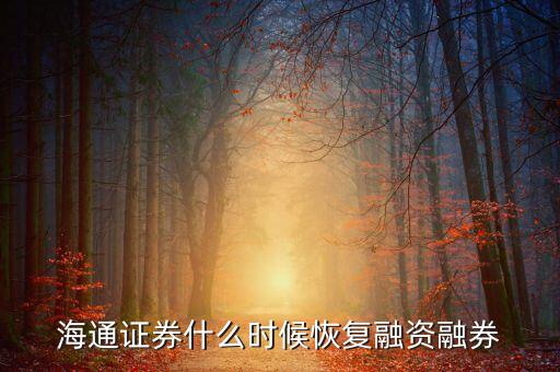 海通證券什么時候恢復(fù)融資融券