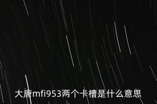 大唐mfi953兩個卡槽是什么意思