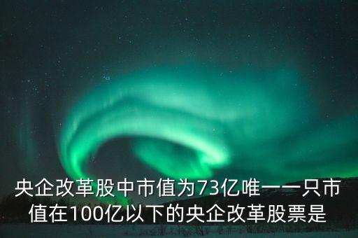 央企改革股中市值為73億唯一一只市值在100億以下的央企改革股票是