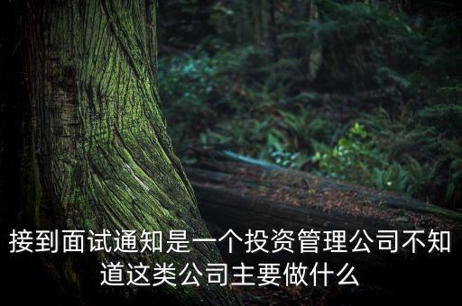 接到面試通知是一個(gè)投資管理公司不知道這類公司主要做什么