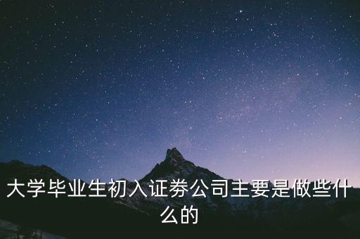 剛進證券公司一般要做什么，證券從業(yè)初入行業(yè)做哪些工作