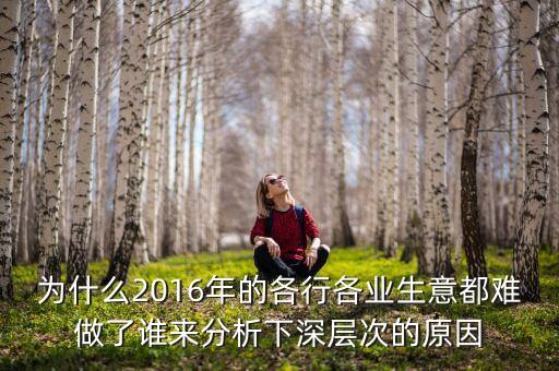 為什么2016年的各行各業(yè)生意都難做了誰來分析下深層次的原因