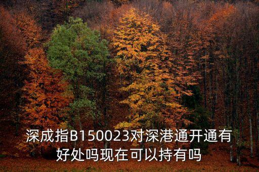 深成指B150023對深港通開通有好處嗎現(xiàn)在可以持有嗎