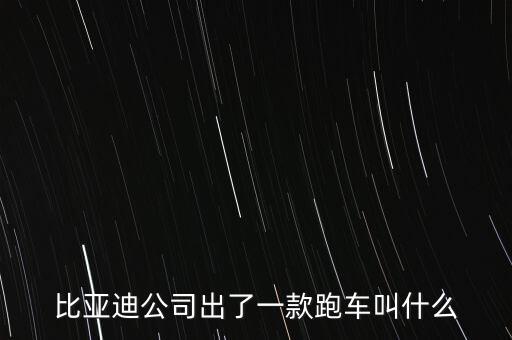 比亞迪公司出了一款跑車叫什么