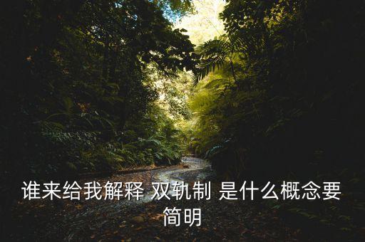 誰(shuí)來(lái)給我解釋 雙軌制 是什么概念要簡(jiǎn)明