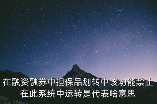 在融資融券中擔(dān)保品劃轉(zhuǎn)中該功能禁止在此系統(tǒng)中運轉(zhuǎn)是代表啥意思