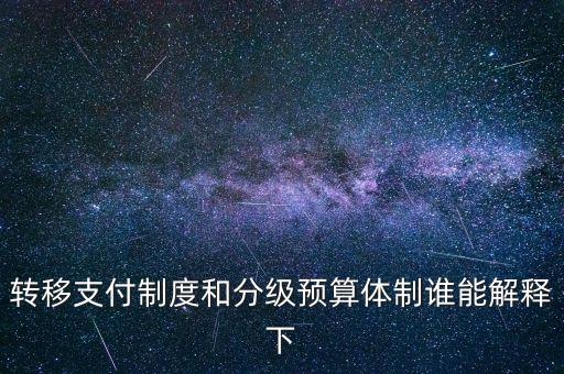 轉(zhuǎn)移支付制度和分級預(yù)算體制誰能解釋下