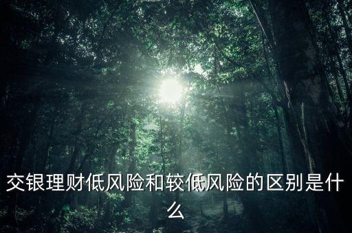 交銀理財?shù)惋L(fēng)險和較低風(fēng)險的區(qū)別是什么