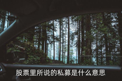 什么是股票私募，股票里所說的私募是什么意思