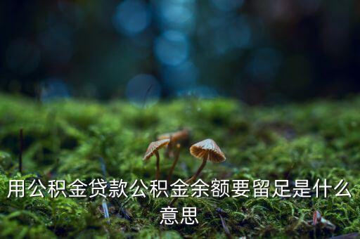 用公積金貸款公積金余額要留足是什么意思