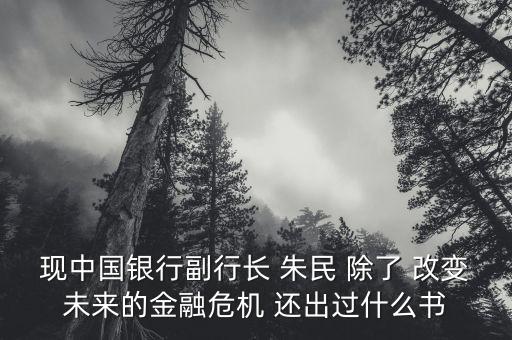 朱民將任什么職務(wù)，現(xiàn)中國銀行副行長 朱民 除了 改變未來的金融危機(jī) 還出過什么書