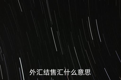 外匯結(jié)售匯什么意思