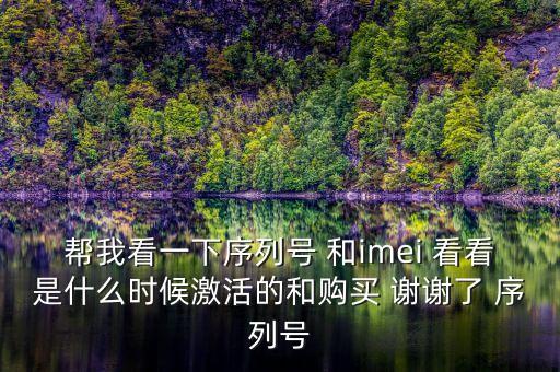 幫我看一下序列號 和imei 看看是什么時候激活的和購買 謝謝了 序列號