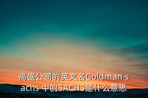 高盛公司的英文名Goldman sachs 中的SACHS是什么意思