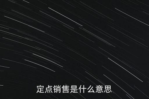 定點銷售是什么意思