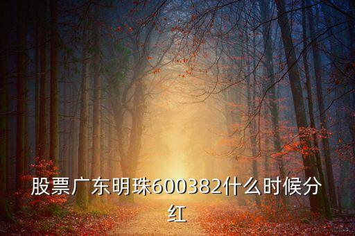 股票廣東明珠600382什么時(shí)候分紅