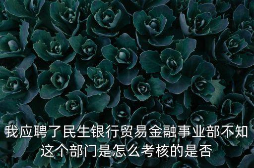 貿(mào)易金融部干什么的，我應聘了民生銀行貿(mào)易金融事業(yè)部不知這個部門是怎么考核的是否