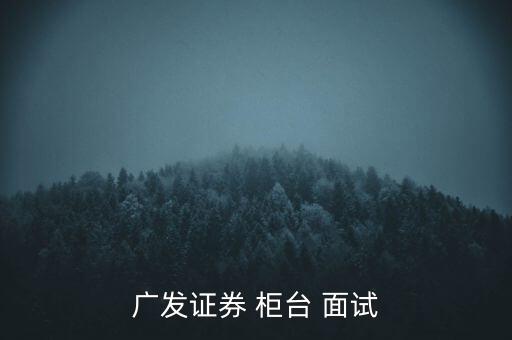 廣發(fā)證券 柜臺 面試