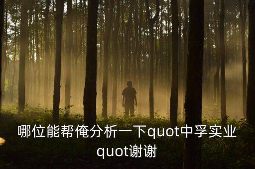 哪位能幫俺分析一下quot中孚實(shí)業(yè)quot謝謝