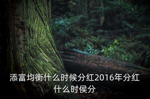 添富均衡什么時(shí)候分紅2016年分紅什么時(shí)侯分