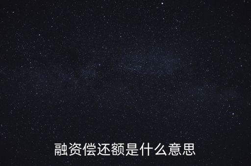 融資償還額是什么意思