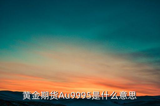 黃金期貨Au9995是什么意思