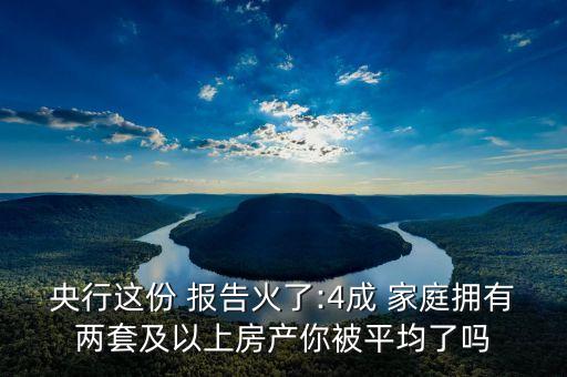 央行這份 報(bào)告火了:4成 家庭擁有兩套及以上房產(chǎn)你被平均了嗎