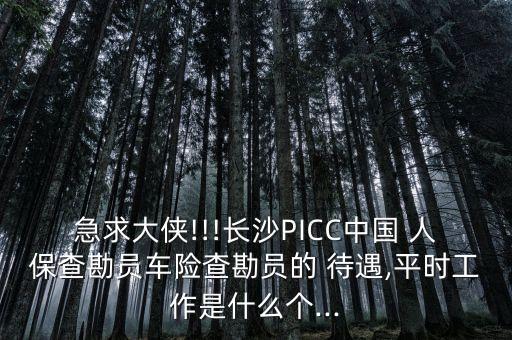 急求大俠!!!長沙PICC中國 人保查勘員車險查勘員的 待遇,平時工作是什么個...