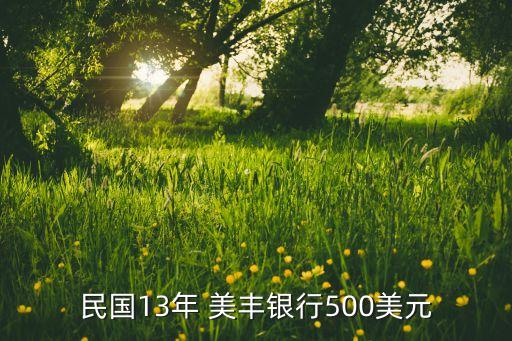 民國13年 美豐銀行500美元