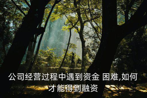 公司經(jīng)營(yíng)過程中遇到資金 困難,如何才能得到融資