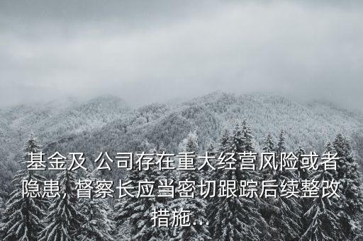  基金及 公司存在重大經營風險或者隱患, 督察長應當密切跟蹤后續(xù)整改措施...