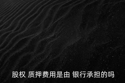  股權 質(zhì)押費用是由 銀行承擔的嗎