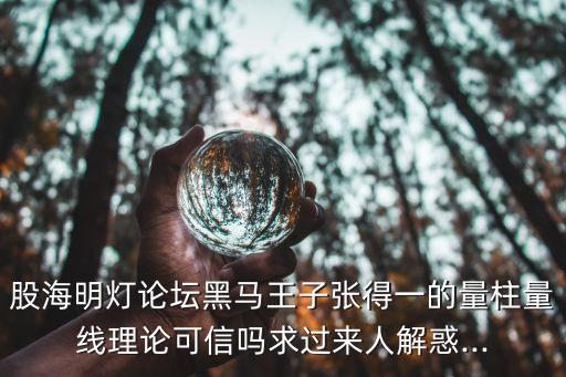 股海明燈論壇黑馬王子張得一的量柱量線理論可信嗎求過來人解惑...