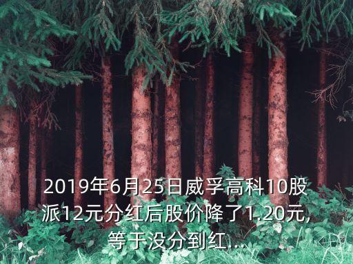 2019年6月25日威孚高科10股派12元分紅后股價(jià)降了1.20元,等于沒(méi)分到紅...