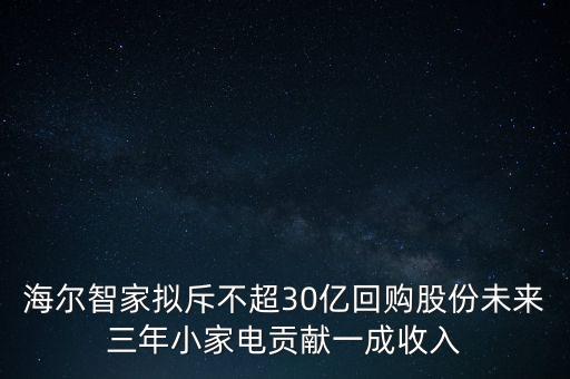 海爾智家擬斥不超30億回購(gòu)股份未來(lái)三年小家電貢獻(xiàn)一成收入