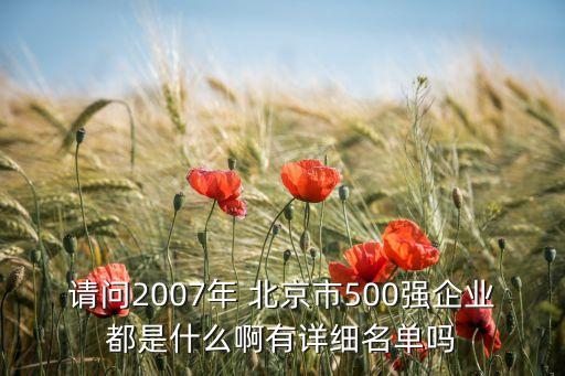 請(qǐng)問2007年 北京市500強(qiáng)企業(yè)都是什么啊有詳細(xì)名單嗎