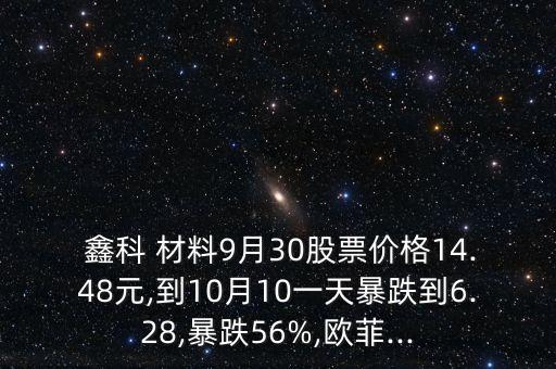  鑫科 材料9月30股票價(jià)格14.48元,到10月10一天暴跌到6.28,暴跌56%,歐菲...