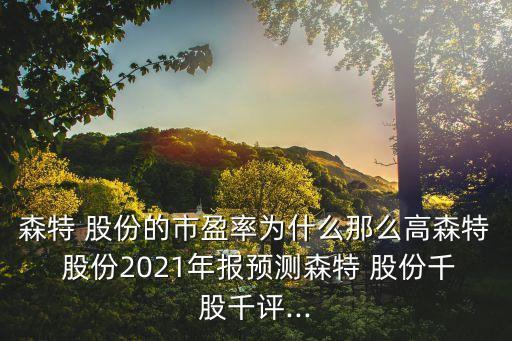 森特 股份的市盈率為什么那么高森特 股份2021年報(bào)預(yù)測(cè)森特 股份千股千評(píng)...