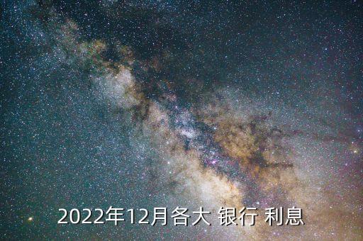 2022年12月各大 銀行 利息