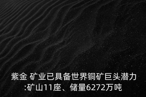  紫金 礦業(yè)已具備世界銅礦巨頭潛力:礦山11座、儲量6272萬噸