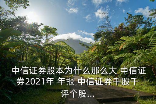  中信證券股本為什么那么大 中信證券2021年 年報 中信證券千股千評個股...