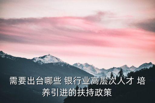 需要出臺哪些 銀行業(yè)高層次人才 培養(yǎng)引進的扶持政策