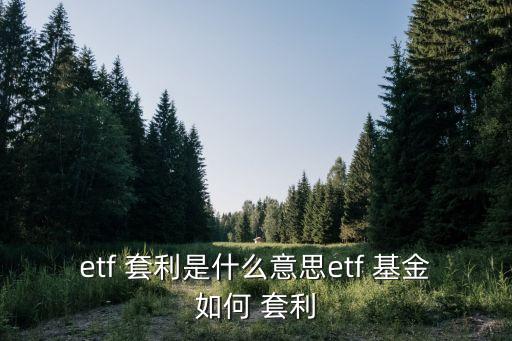 etf 套利是什么意思etf 基金如何 套利